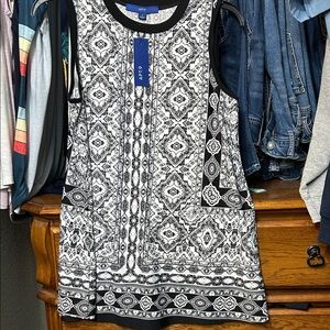 Apt. 9 Black and White Patterned Tank Top